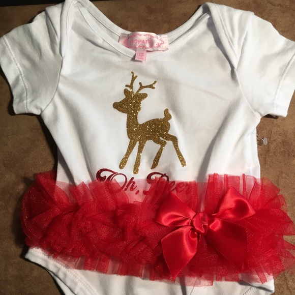 POPATU TUTU NWOT AUTHENTIC ‘OH DEER’ FESTIVE WITH TUTU ONSIES - Picture 2 of 7